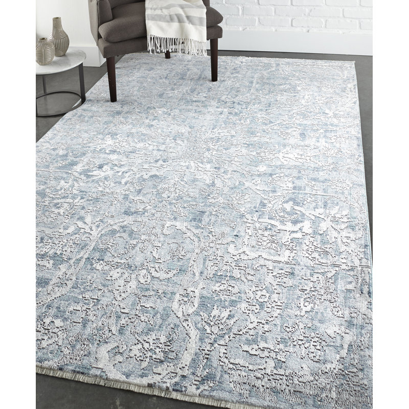 Bungalow Rose Emmalynn Atlantic Ivory/Gray/Blue Area Rug Wayfair